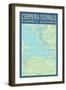 Chippewa Flowage Chart - Sawyer County, Wisconsin-Lantern Press-Framed Art Print