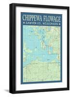 Chippewa Flowage Chart - Sawyer County, Wisconsin-Lantern Press-Framed Art Print