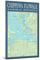 Chippewa Flowage Chart - Sawyer County, Wisconsin-Lantern Press-Mounted Art Print