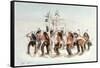 Chippewa Snowshoe Dance, C.1835-George Catlin-Framed Stretched Canvas
