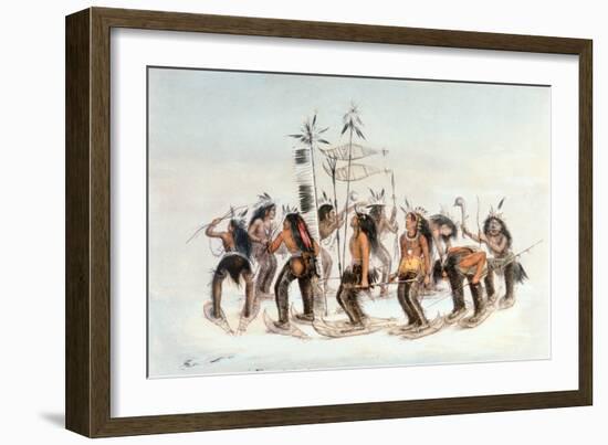 Chippewa Snowshoe Dance, C.1835-George Catlin-Framed Giclee Print