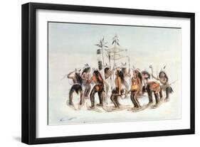 Chippewa Snowshoe Dance, C.1835-George Catlin-Framed Giclee Print