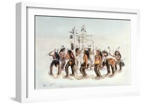 Chippewa Snowshoe Dance, C.1835-George Catlin-Framed Giclee Print