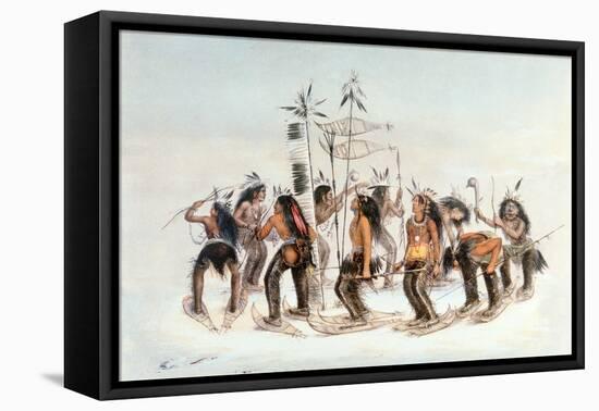 Chippewa Snowshoe Dance, C.1835-George Catlin-Framed Stretched Canvas