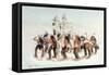 Chippewa Snowshoe Dance, C.1835-George Catlin-Framed Stretched Canvas