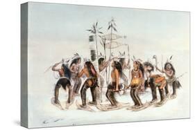 Chippewa Snowshoe Dance, C.1835-George Catlin-Stretched Canvas