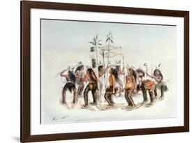 Chippewa Snowshoe Dance, C.1835-George Catlin-Framed Giclee Print