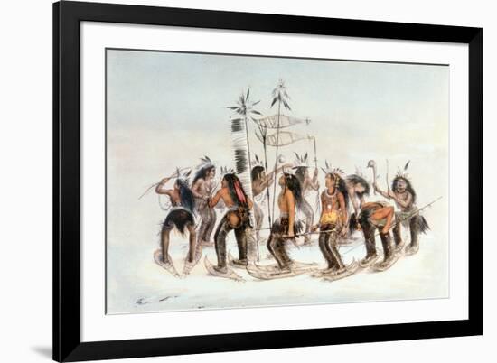 Chippewa Snowshoe Dance, C.1835-George Catlin-Framed Giclee Print