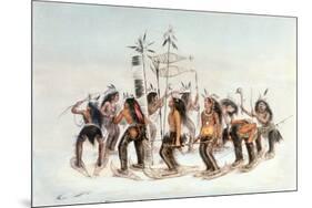 Chippewa Snowshoe Dance, C.1835-George Catlin-Mounted Giclee Print