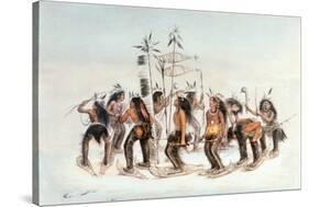 Chippewa Snowshoe Dance, C.1835-George Catlin-Stretched Canvas