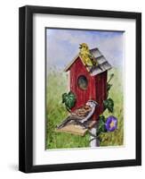 Chipping Sparrow and Yellow Warbler-Charlsie Kelly-Framed Premium Giclee Print