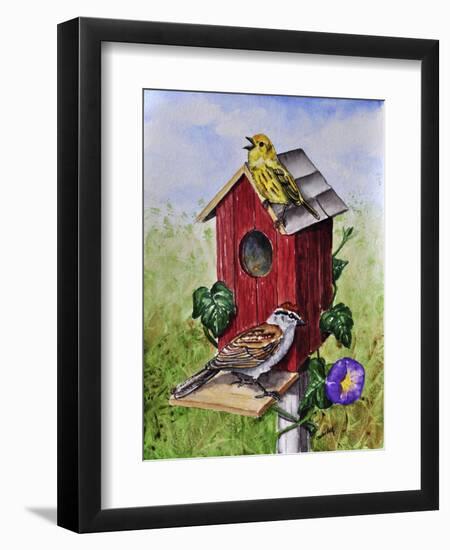 Chipping Sparrow and Yellow Warbler-Charlsie Kelly-Framed Premium Giclee Print