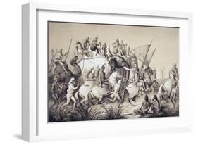 Chir Singh, Maharaja of the Sikhs with the King of Punjab and His Retinue from "Voyage in India"-A. Soltykoff-Framed Giclee Print