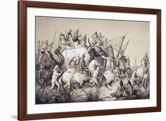 Chir Singh, Maharaja of the Sikhs with the King of Punjab and His Retinue from "Voyage in India"-A. Soltykoff-Framed Giclee Print