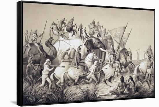 Chir Singh, Maharaja of the Sikhs with the King of Punjab and His Retinue from "Voyage in India"-A. Soltykoff-Framed Stretched Canvas