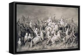 Chir Singh, Maharajah of the Sikhs and King of the Punjab with His Retinue Hunting Near Lahore-A. Soltykoff-Framed Stretched Canvas