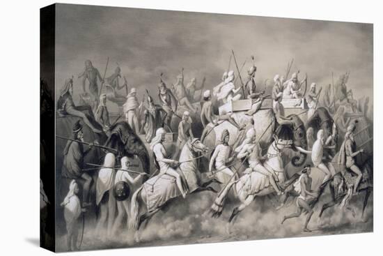 Chir Singh, Maharajah of the Sikhs and King of the Punjab with His Retinue Hunting Near Lahore-A. Soltykoff-Stretched Canvas