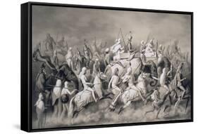 Chir Singh, Maharajah of the Sikhs and King of the Punjab with His Retinue Hunting Near Lahore-A. Soltykoff-Framed Stretched Canvas