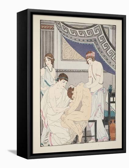 Chiropractic Adjustment, Illustration from 'The Works of Hippocrates', 1934 (Colour Litho)-Joseph Kuhn-Regnier-Framed Stretched Canvas