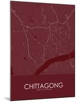 Chittagong, Bangladesh Red Map-null-Mounted Poster