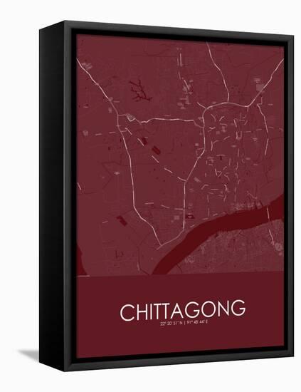 Chittagong, Bangladesh Red Map-null-Framed Stretched Canvas