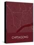 Chittagong, Bangladesh Red Map-null-Stretched Canvas