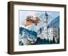 Chitty Chitty Bang Bang Passes by Neushwanstein in the Bavarian Alps-Dan Escott-Framed Giclee Print