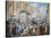 Chivalrous Scene at San Carlo Al Corso in Rome, by Bartolomeo Pinelli (1781-1835)-null-Stretched Canvas