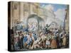 Chivalrous Scene at San Carlo Al Corso in Rome, by Bartolomeo Pinelli (1781-1835)-null-Stretched Canvas