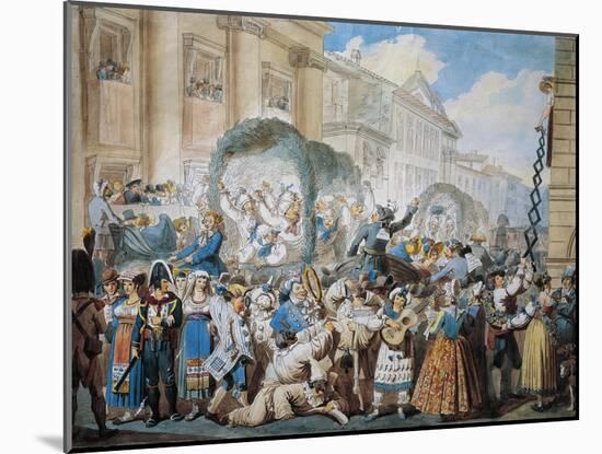 Chivalrous Scene at San Carlo Al Corso in Rome, by Bartolomeo Pinelli (1781-1835)-null-Mounted Giclee Print