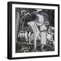 Chloë Washing Daphnis at a Stream-Camille Pissarro-Framed Giclee Print