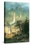 Cho-Looke, Yosemite Waterfall-Albert Bierstadt-Stretched Canvas