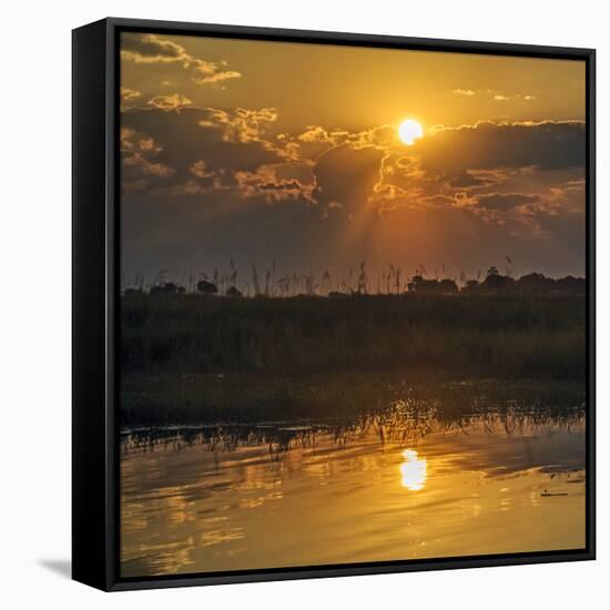 Chobe River, Botswana, Africa. Sunset on the Chobe River.-Karen Ann Sullivan-Framed Stretched Canvas