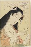 Women Viewing Scroll Paintings of the Gods of Good Fortune-Chobunsai Eishi-Framed Giclee Print