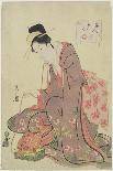 Women Viewing Scroll Paintings of the Gods of Good Fortune-Chobunsai Eishi-Framed Stretched Canvas