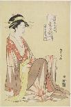 Women Viewing Scroll Paintings of the Gods of Good Fortune-Chobunsai Eishi-Framed Stretched Canvas