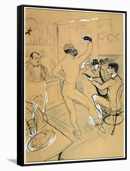 Chocolat Dancing in the "Irish and American Bar"-Henri de Toulouse-Lautrec-Framed Stretched Canvas