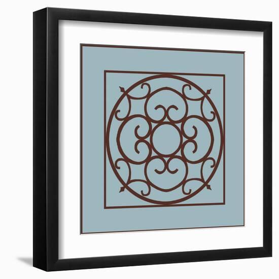 Chocolate and Blue Ironwork II-Chariklia Zarris-Framed Art Print