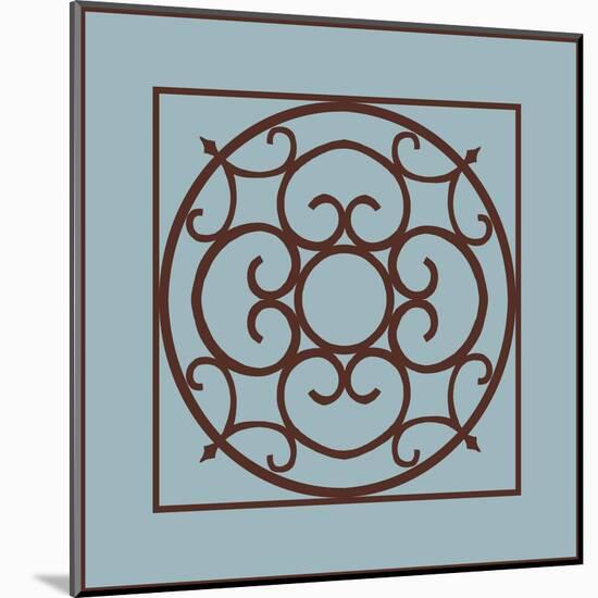 Chocolate and Blue Ironwork II-Chariklia Zarris-Mounted Art Print