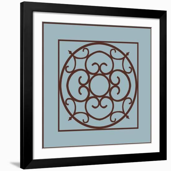 Chocolate and Blue Ironwork II-Chariklia Zarris-Framed Art Print