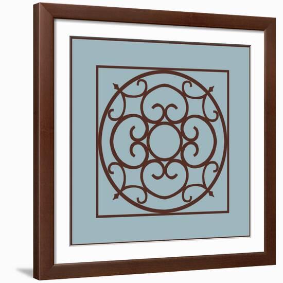 Chocolate and Blue Ironwork II-Chariklia Zarris-Framed Art Print