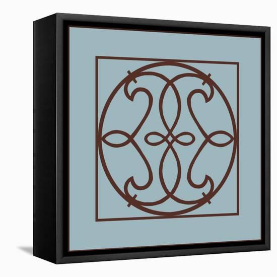 Chocolate and Blue Ironwork V-Chariklia Zarris-Framed Stretched Canvas