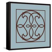 Chocolate and Blue Ironwork V-Chariklia Zarris-Framed Stretched Canvas