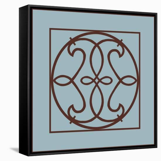 Chocolate and Blue Ironwork V-Chariklia Zarris-Framed Stretched Canvas