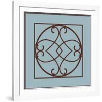 Chocolate and Blue Ironwork VI-Chariklia Zarris-Framed Art Print