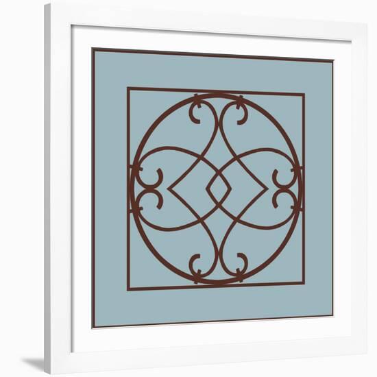 Chocolate and Blue Ironwork VI-Chariklia Zarris-Framed Art Print