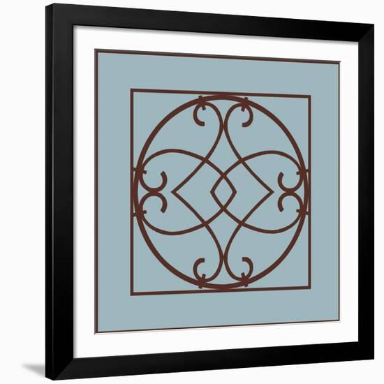 Chocolate and Blue Ironwork VI-Chariklia Zarris-Framed Art Print