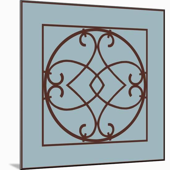 Chocolate and Blue Ironwork VI-Chariklia Zarris-Mounted Art Print