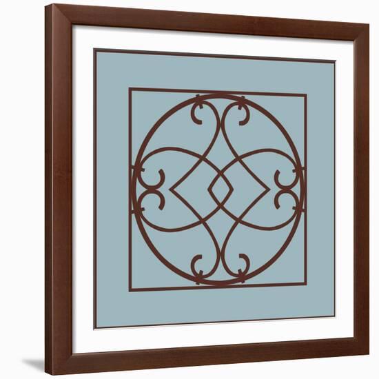 Chocolate and Blue Ironwork VI-Chariklia Zarris-Framed Art Print