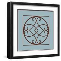 Chocolate and Blue Ironwork VI-Chariklia Zarris-Framed Art Print